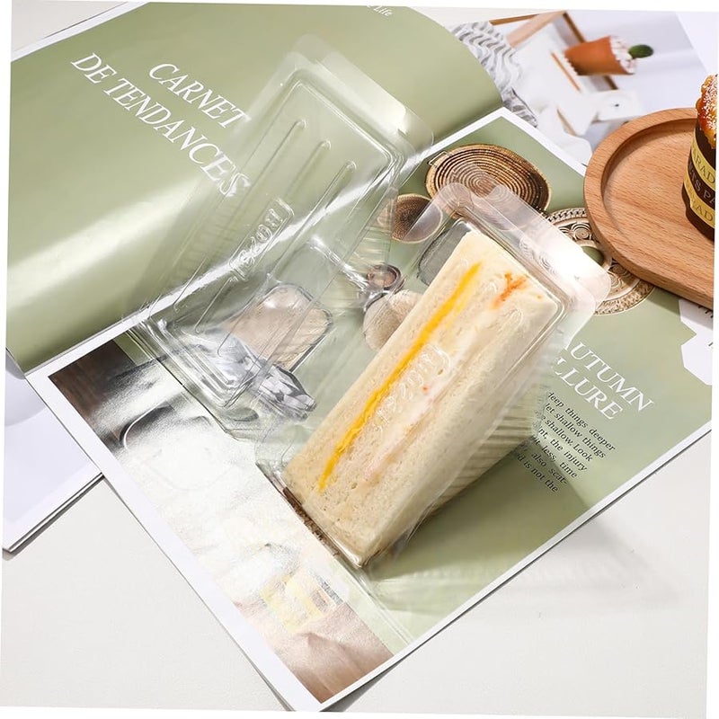 50 Pcs Transparent Plastic Sandwich Boxes with Lids Food Grade Storage Containers - Image 5